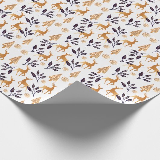 Elegant Reindeer, Snowflake en kerstpatronen Cadeaupapier (Hoek)