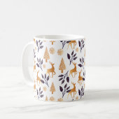 Elegant Reindeer, Snowflake en kerstpatronen Koffiemok (Voorkant links)