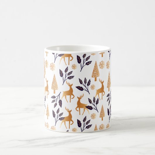 Elegant Reindeer, Snowflake en kerstpatronen Koffiemok (Center)