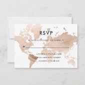 Elegant Reizen Thema Bruiloft | Faux Gold-kaart RSVP Kaartje (Voorkant)