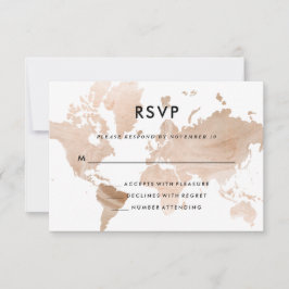 Elegant Reizen Thema Bruiloft | Faux Gold-kaart RSVP Kaartje