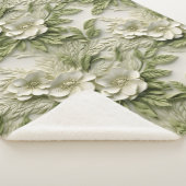 Elegant reliëf 3D bloemenreliëf Olive & Ivoor Sherpa Deken (3/4)