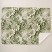 Elegant reliëf 3D bloemenreliëf Olive & Ivoor Sherpa Deken (Voorkant (horizontaal))