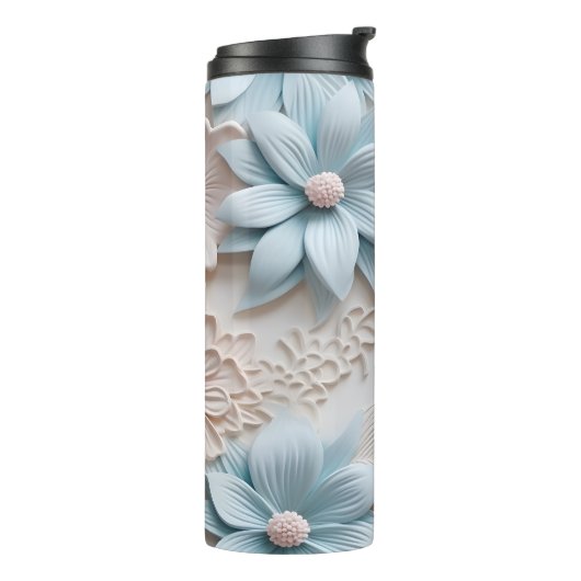 Elegant reliëf 3D bloemreliëf Thermosbeker (Gedraaid links)