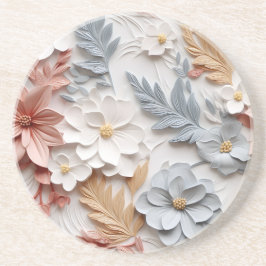 Elegant reliëf 3D bloemreliëf Zandsteen Onderzetter