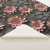 Elegant reliëf 3D stijl bloemenreliëf Sherpa Deken (3/4)