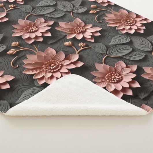 Elegant reliëf 3D stijl bloemenreliëf Sherpa Deken (3/4)