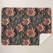 Elegant reliëf 3D stijl bloemenreliëf Sherpa Deken (Voorkant (horizontaal))