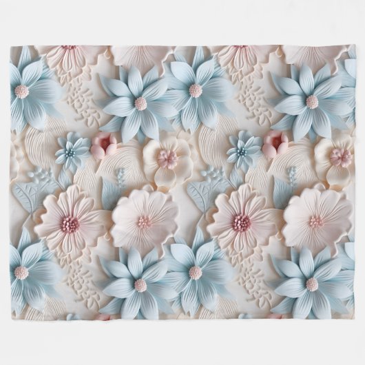 Elegant reliëf 3D stijl bloemreliëf pastel Fleece Deken (Voorkant (Horizontaal))