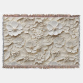 Elegant reliëf 3D stijl wit bloemreliëf Deken (Voorkant)