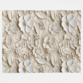 Elegant reliëf 3D stijl wit bloemreliëf Fleece Deken (Voorkant (Horizontaal))