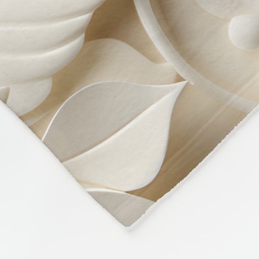 Elegant reliëf 3D stijl wit bloemreliëf Fleece Deken (Hoek)