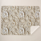 Elegant reliëf 3D stijl wit bloemreliëf Sherpa Deken (Voorkant (horizontaal))