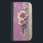 Elegant reliëf Lila damast Galaxy S4 Portemonnee Hoesje<br><div class="desc">Prachtige gloeiende lila en zilverdamp in reliëf met een  bloemkool en tropische vectorbloemen in lila en ivoor. Opmerking: gespleten,  gegraveerde,  in reliëf gegraveerde en dimensionele effecten,  gelaagde,  verouderde of gereduceerde weergave,  digitaal bereikte texturen en schaduwen. Het werkelijke product heeft een vlak oppervlak.</div>