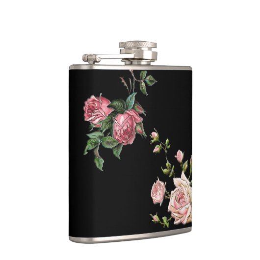 Elegant reliëf roze rozen heupfles (Rechts)