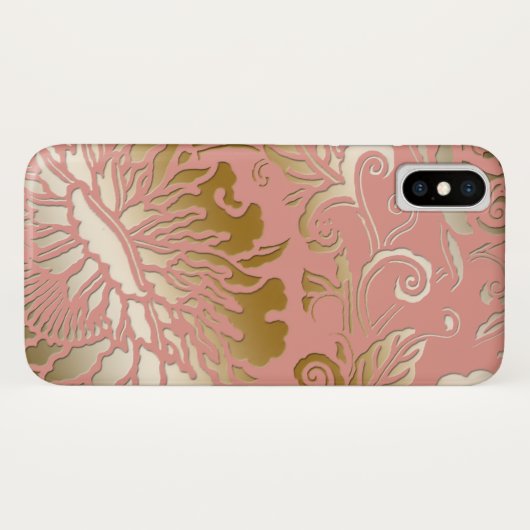 Elegant reliëf stijl Roos gouden bloemen Case-Mate iPhone Case (Achterkant (horizontaal))
