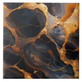 Elegant reliëf zwart en goud marmer tegeltje