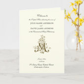 Elegant religieus katholiek trouwprogramma kaart (Gele Bloem)