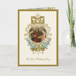 Elegant Religieus Katholieke Mary Joseph Wedding C Kaart