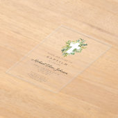 Elegant Religieus Kruis Botanisch Doopsel Acryl Uitnodigingen (Laagn)