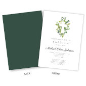 Elegant Religieus Kruis Botanisch Doopsel Kaart