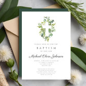 Elegant Religieus Kruis Botanisch Doopsel Kaart