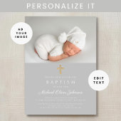 Elegant Religieus Kruis Foto Doop Kaart