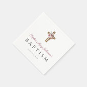 Elegant Religieus Kruis Rode Bloem Doop Servet (Hoek)