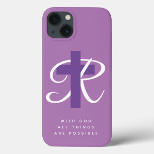 Elegant religieus kruisbeeld monogram licht paars Case-Mate iPhone case