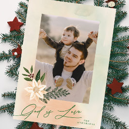 Elegant Religieus Lijst Bloemenfoto God is Liefde Feestdagenkaart