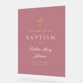 Elegant Religieus Roze Meisje Dopen Welkom Acryl Bord (Hoek)