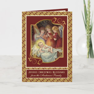 Elegant Religieuze Baby Jesus KerstAngels Feestdagen Kaart