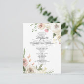 Elegant Religieuze Baptism Ceremony Pink Floral Briefkaart (Staand voorkant)