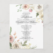 Elegant Religieuze Baptism Ceremony Pink Floral Briefkaart (Voorkant)