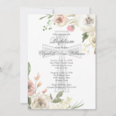 Elegant Religieuze Baptism Ceremony Pink Floral Kaart (Voorkant)