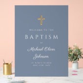 Elegant Religieuze Dusty Blue Boy Baptism Welkom Acryl Bord (Huwelijk)