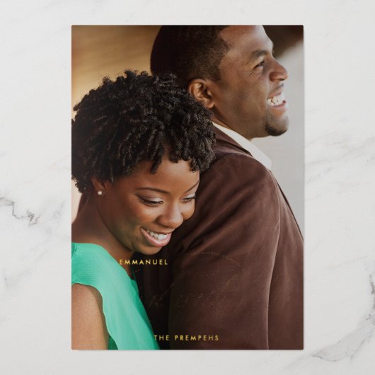 Elegant Religieuze Emmanuel God met ons Foto Echte Folie Feestdagenkaart (Voorkant)