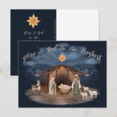 Elegant Religieuze Jesus Nativiteit Christelijk Feestdagenkaart (Voorkant / Achterkant)