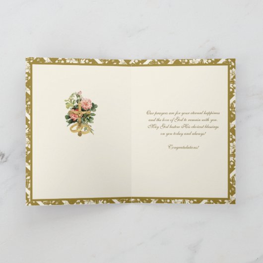 Elegant Religieuze Katholieke Mary Joseph Wedding Kaart (Binnen)