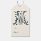 Elegant Religieuze Maagd Mary Blauw Katholiek Cadeaulabel (Voorkant)