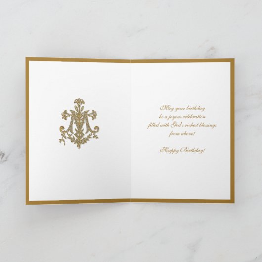 Elegant Religieuze Maagd Mary Cross Floral Kaart (Binnen)