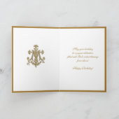 Elegant Religieuze Maagd Mary Gold Floral Kaart (Binnen)