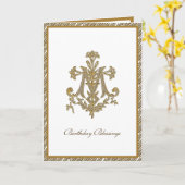 Elegant Religieuze Maagd Mary Gold Floral Kaart (Gele Bloem)