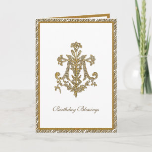 Elegant Religieuze Maagd Mary Gold Floral Kaart