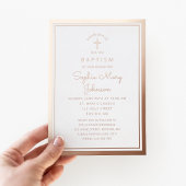 Elegant Religieuze Roos Gold Cross Script Baptisme Folie Uitnodiging