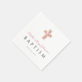 Elegant Religieuze Roze Floral Cross Baptisme Servet (Hoek)