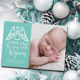 Elegant Religious Baby Photo Angel-Kaart voor kers Feestdagenkaart