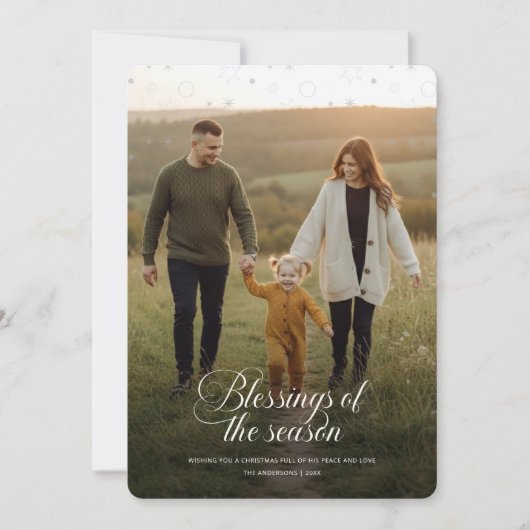 Elegant Religious Christian Family Photo Christmas Feestdagenkaart (Voorkant)