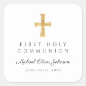Elegant Religious Cross Boy First Community Vierkante Sticker (Voorkant)
