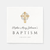 Elegant Religious Cross Floral Wreath Baptisme Servet (Voorkant)